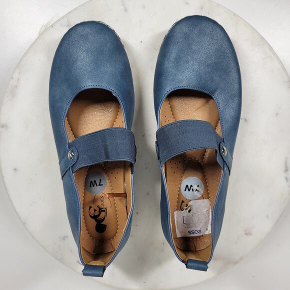 GC‎ Lira Leather Mary Janes Womens 7 Metallic Blue Closed Toe Shoes - Picture 14 of 16